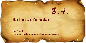 Balassa Aranka névjegykártya